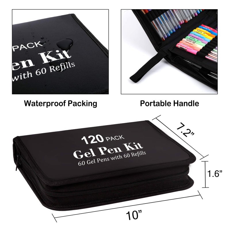 Lelix Gel Pens, 120 Pack Gel Pen Set, 60 Unique Colors with 60 Refills for Adults Coloring Books Drawing Doodling Crafts Scrapbooking Journaling - Image 3